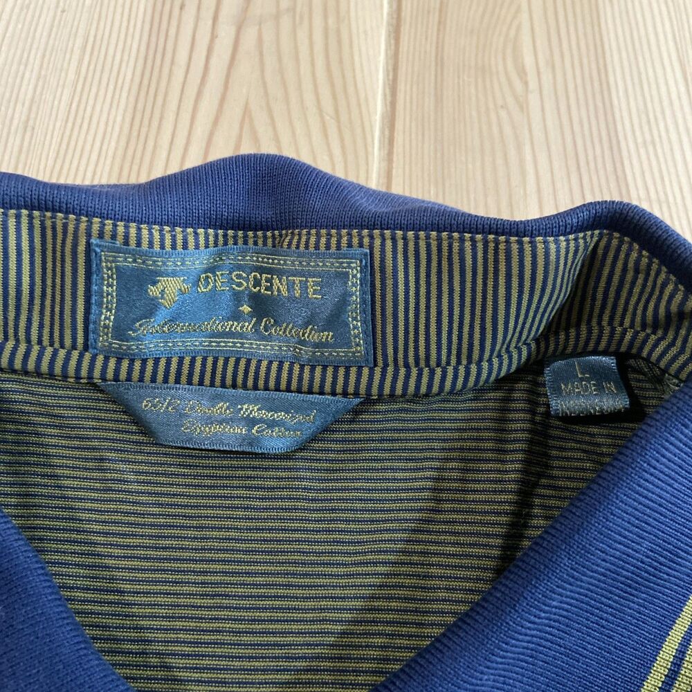 Descente 65/2 Double Mercerized Cotton Castle Pines Golf Club Polo Large Striped - Picture 5 of 9